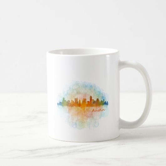 Austin Texas skyline watercolor v4 コーヒーマグカップ (右)