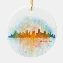 Austin Texas skyline watercolor v4