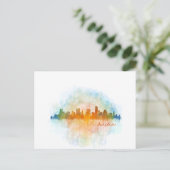Austin Texas skyline watercolor v4 ポストカード (スタンド正面)