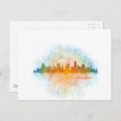 Austin Texas skyline watercolor v4 ポストカード (正面/裏面)