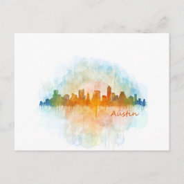 Austin Texas skyline watercolor v4 ポストカード
