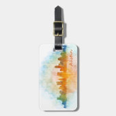 Austin Texas skyline watercolor v4 ラゲッジタグ (正面縦)