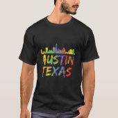 Austin Texas Tx Skyline Paint Splash Hood Tシャツ (正面)