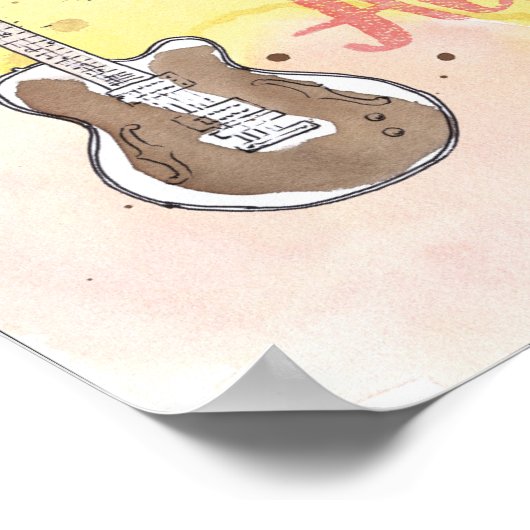 Austin,Texas | Watercolor Sketch ポスター (角)