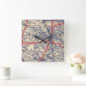 Austin TXヴィンテージ1941マップ スクエア壁時計 (ホーム)