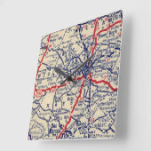 Austin TXヴィンテージ1941マップ スクエア壁時計 (傾斜)