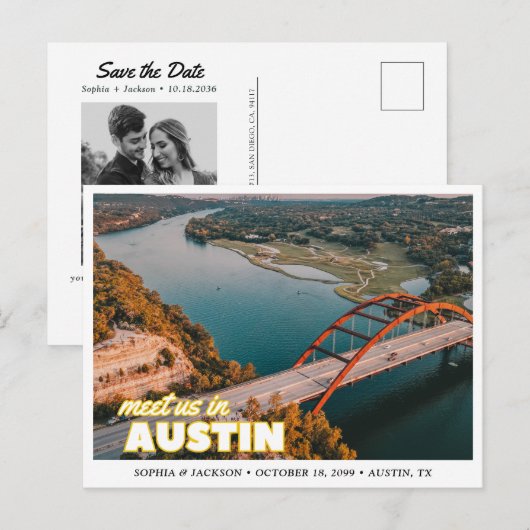 Austin Wedding Save the Date Postcard ポストカード (正面/裏面)