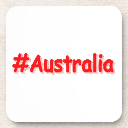 「#Australia」かわいいデザイン。買今 コースター (正面)