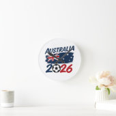 Australia 2026 Soccer Fan Design Flag Colors ラウンド壁時計 (ホーム)