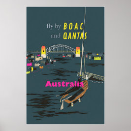 Australia Art Australian Travel Print BOAC and Qan ポスター