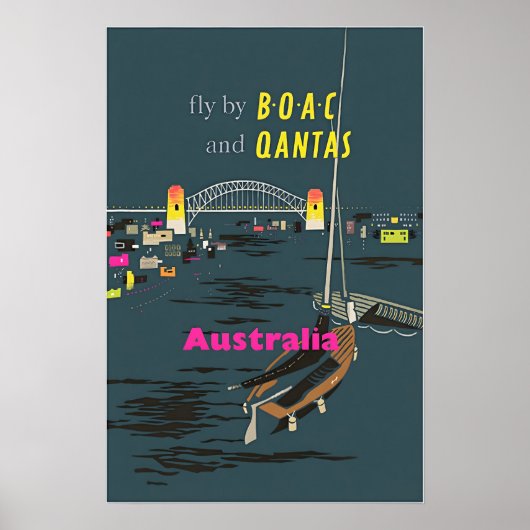 Australia Art Australian Travel Print BOAC and Qan ポスター (正面)