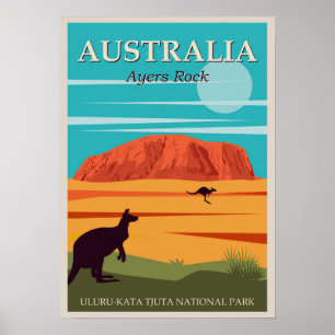 Australia Ayers Rock Vintage Travel ポスター