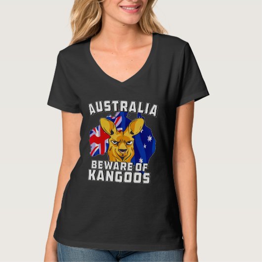 Australia Beware of Kangoos Down Under Australia Tシャツ (正面)