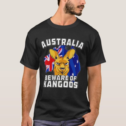 Australia Beware of Kangoos Down Under Australia Tシャツ (正面)