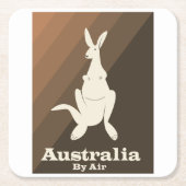 Australia By Air Kangaroo旅行ポスター。 スクエアペーパーコースター (正面)