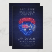 Australia Day Aussie Neon National Public Holiday 招待状 (正面/裏面)