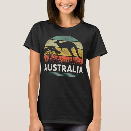 Australia Day Shirt Funny Australian Kangaroo Vint Tシャツ (正面)