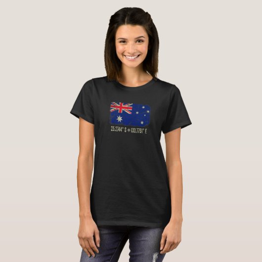 Australia Flag Coordinates Men Women Australian He Tシャツ (正面フル)
