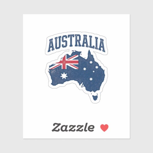 Australia Flag Map Vintage Distressed Graphic_1 シール (シート)