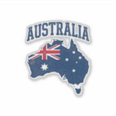 Australia Flag Map Vintage Distressed Graphic_1 シール (正面)
