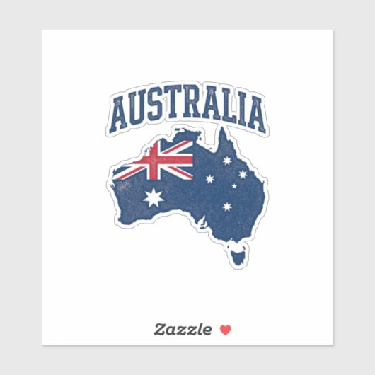 Australia Flag Map Vintage Distressed Graphic_1 シール (シート)