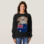 Australia Flag Shih Tzu Dog In Pocket スウェットシャツ (正面フル)