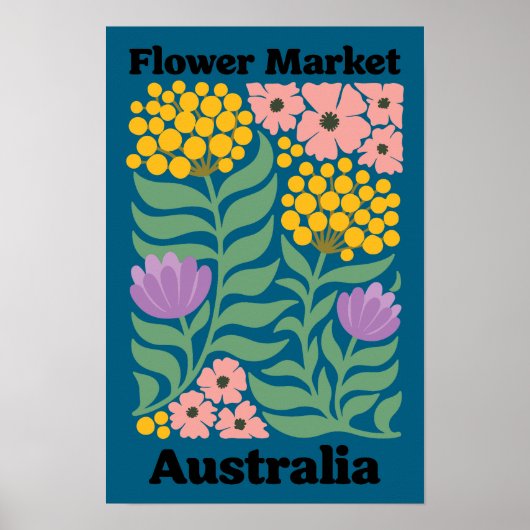 Australia Flower Market Golden Wattle Pink Blossom ポスター (正面)