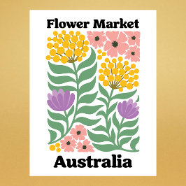 Australia Flower Market Golden Wattle Pink Blossom ポストカード