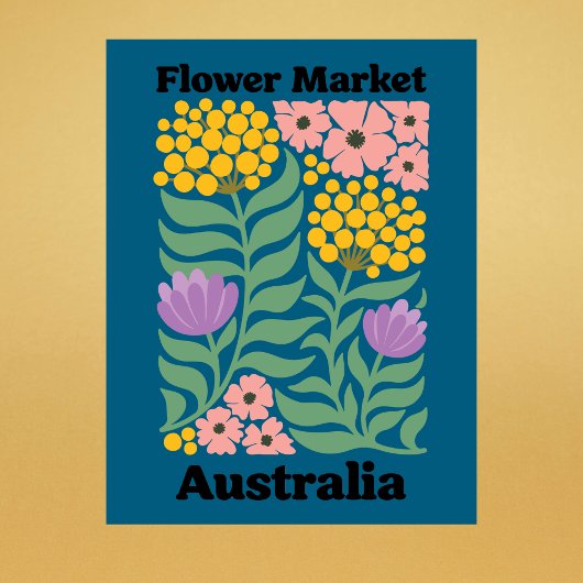 Australia Flower Market Golden Wattle Pink Blossom ポストカード