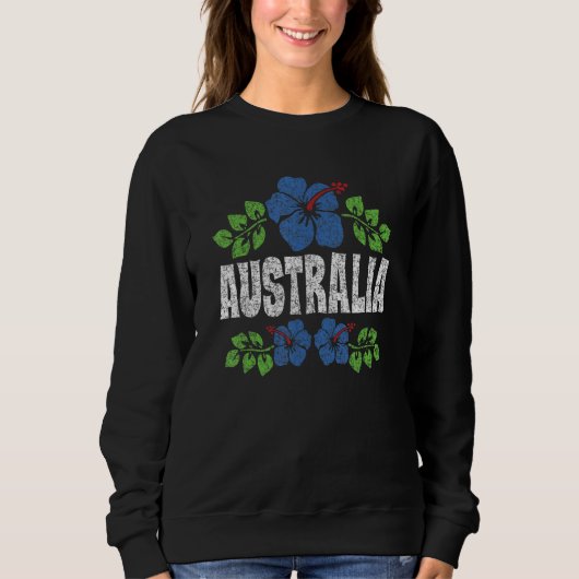 Australia Flowers Distressed Color Print スウェットシャツ (正面)