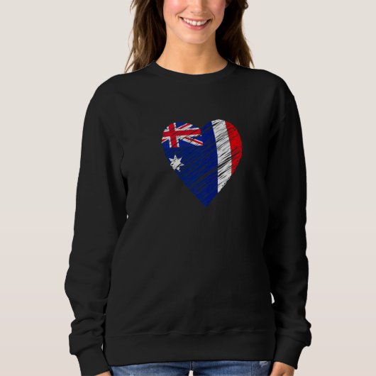 Australia France Heart French Flag Australian Flag スウェットシャツ (正面)