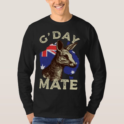 Australia G day Mate Kangaroo Aussie Australian Fl Tシャツ (正面)