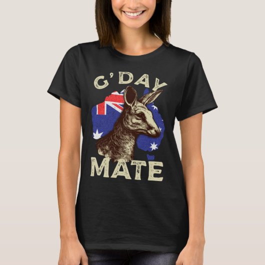 Australia G day Mate Kangaroo Aussie Australian Fl Tシャツ (正面)