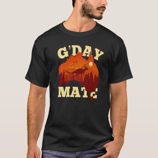 Australia G'Day Mate  Australian Flag Aussie Map 1 Tシャツ (正面)