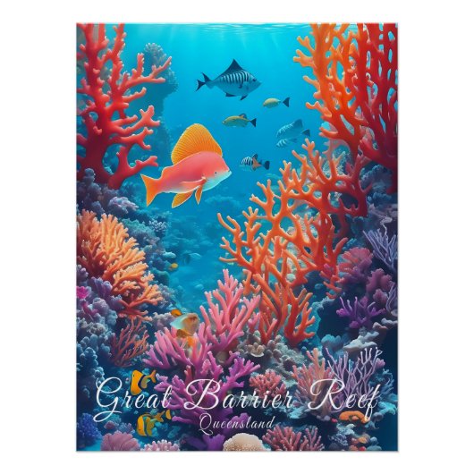 Australia Great Barrier Reef Travel Poster ポスター (正面)