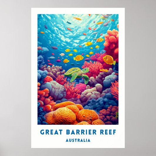 Australia Great Barrier Reef Travel Poster ポスター (正面)