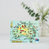 Australia Illustrated Map Postcard ポストカード (スタンド正面)