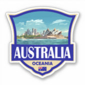 Australia Illustration Retro Badge シール (正面)