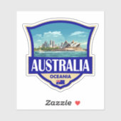Australia Illustration Retro Badge シール (シート)