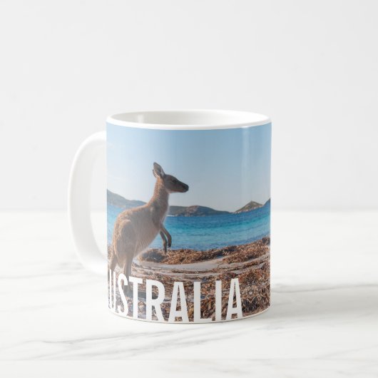 Australia Kangarooのビーチ写真 コーヒーマグカップ (正面左)