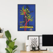 Australia Kangaroo Paws Vintage Travel Poster ポスター (ホームオフィス)