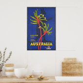 Australia Kangaroo Paws Vintage Travel Poster ポスター (キッチン)