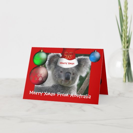 Australia Koala Hatからのカードメリークリスマス シーズンカード (正面)