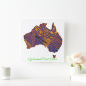 Australia Map Doodle Orange Purple スクエア壁時計 (ホーム)