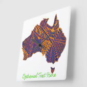 Australia Map Doodle Orange Purple スクエア壁時計 (傾斜)