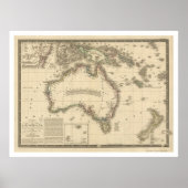 Australia Map Drawn by Adrien Hubert Brue 1826 ポスター (正面)