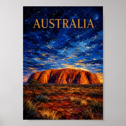 Australia: Mystic Night Uluru Art Souvenir ポスター (正面)