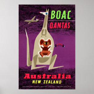 Australia New Zealand Vintage Poster Restored ポスター