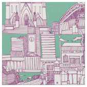 Australia toile de jouy purple peppermint ファブリック (クローズアップ)