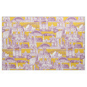 Australia toile de jouy purple yellow ファブリック (ファットクウォーター)